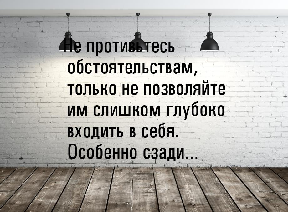 Не противьтесь обстоятельствам, только не позволяйте им слишком глубоко входить в себя. Ос