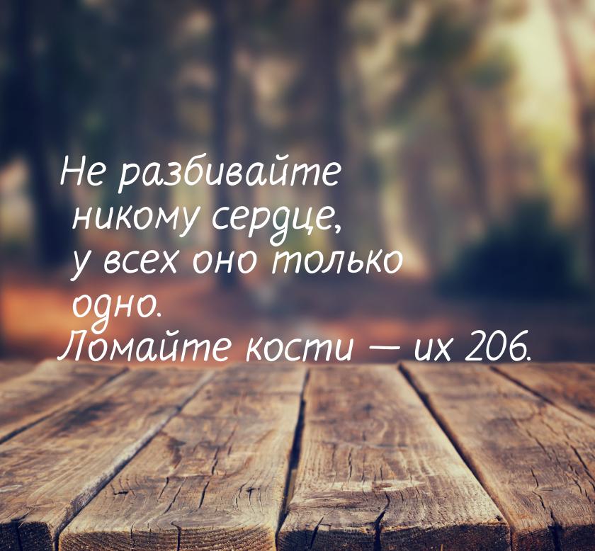 Не разбивайте никому сердце, у всех оно только одно. Ломайте кости  их 206.