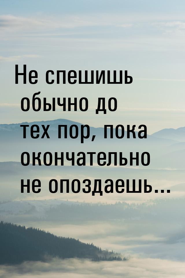 Не спешишь обычно до тех пор, пока окончательно не опоздаешь...