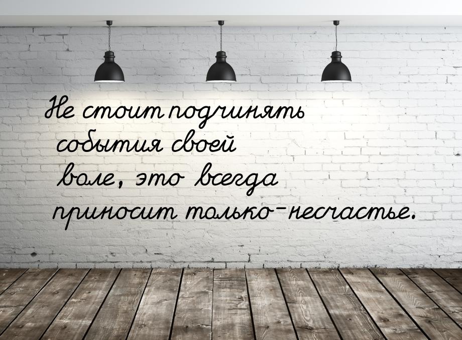 Не стоит подчинять события своей воле, это всегда приносит только-несчастье.