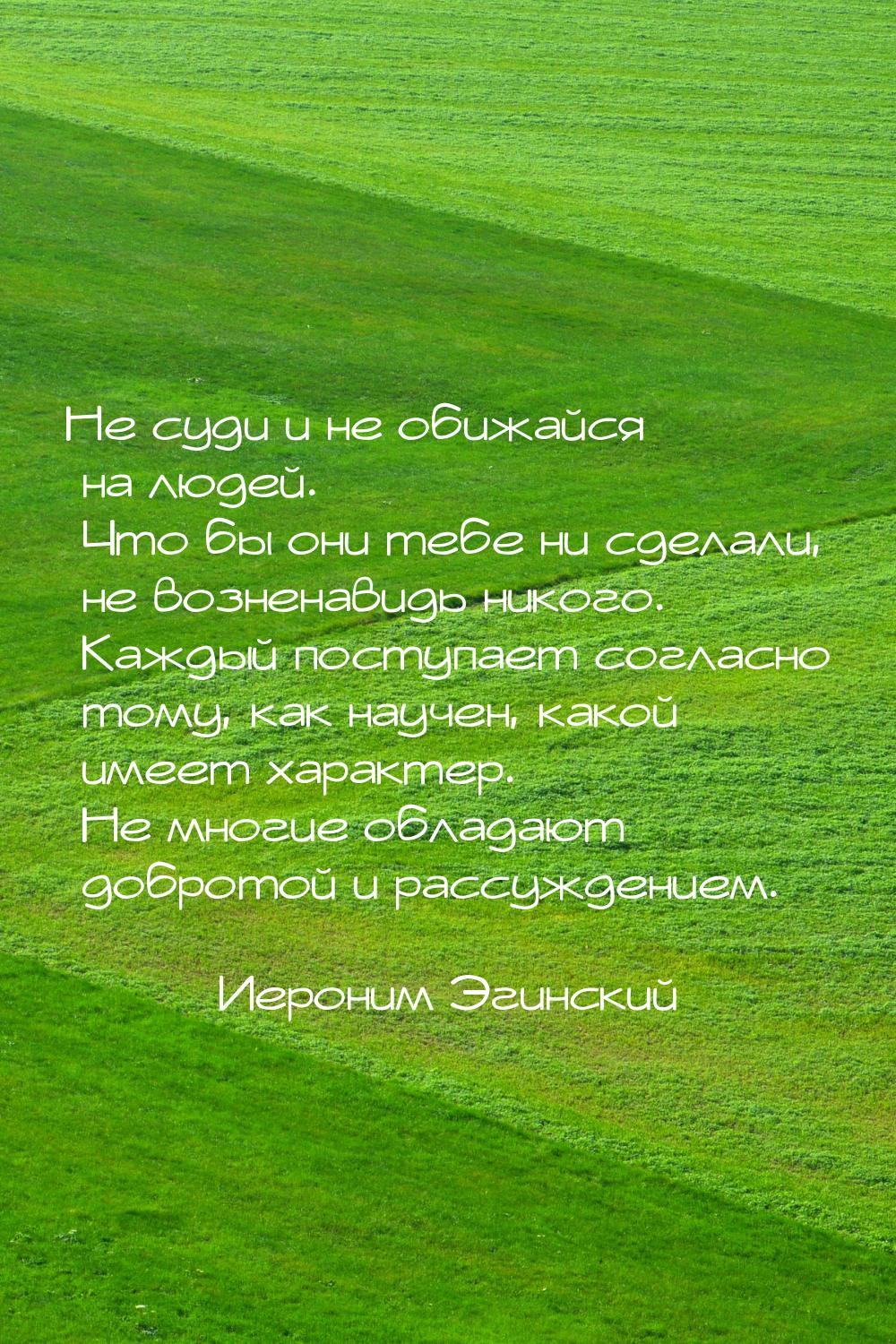 Не суди и не обижайся на людей. Что бы они тебе ни сделали, не возненавидь никого. Каждый 