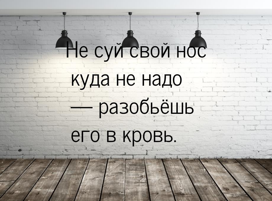 Не суй свой нос куда не надо  разобьёшь его в кровь.