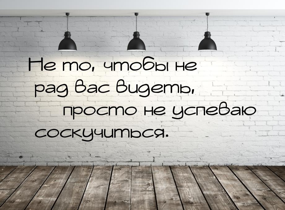 Не то, чтобы не рад вас видеть, — просто не успеваю соскучиться.