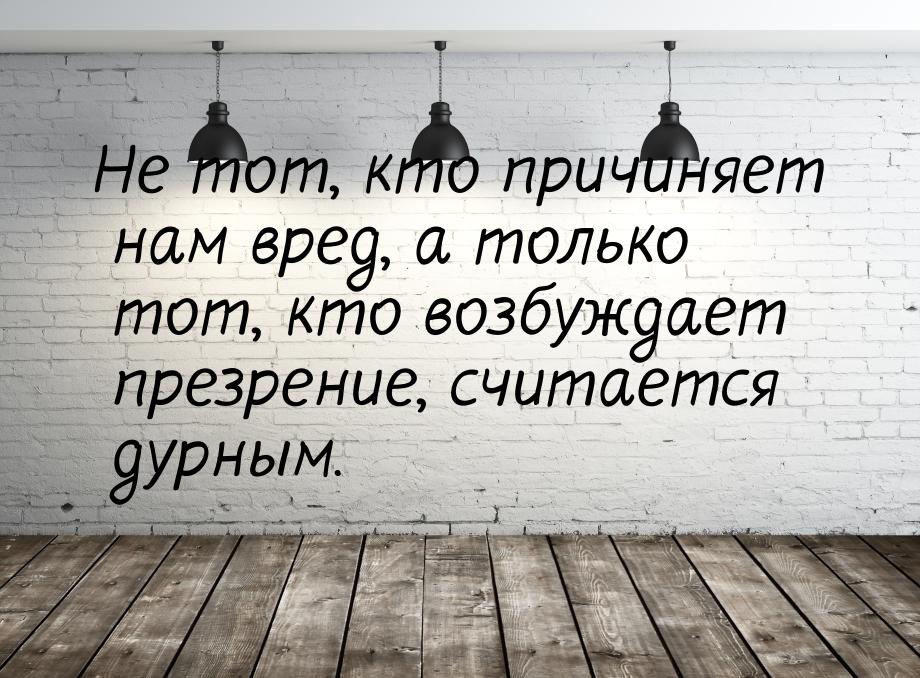 Не тот, кто причиняет нам вред, а только тот, кто возбуждает презрение, считается дурным.