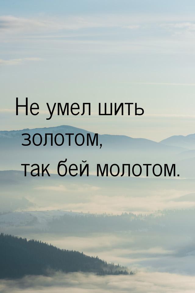 Не умел шить золотом, так бей молотом.