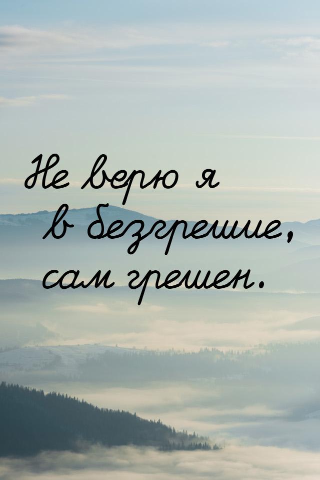 Не верю я в безгрешие, сам грешен.