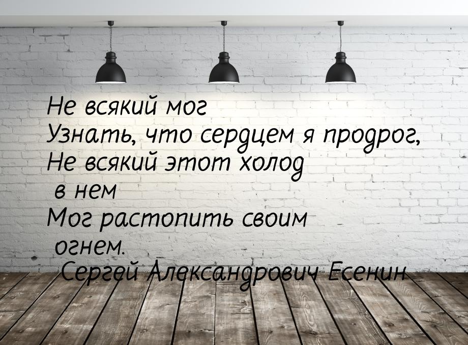 Не всякий мог Узнать, что сердцем я продрог, Не всякий этот холод в нем Мог растопить свои