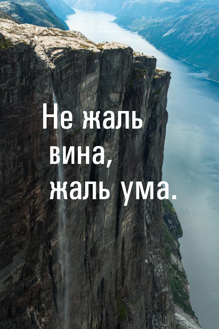 Не жаль вина, жаль ума.