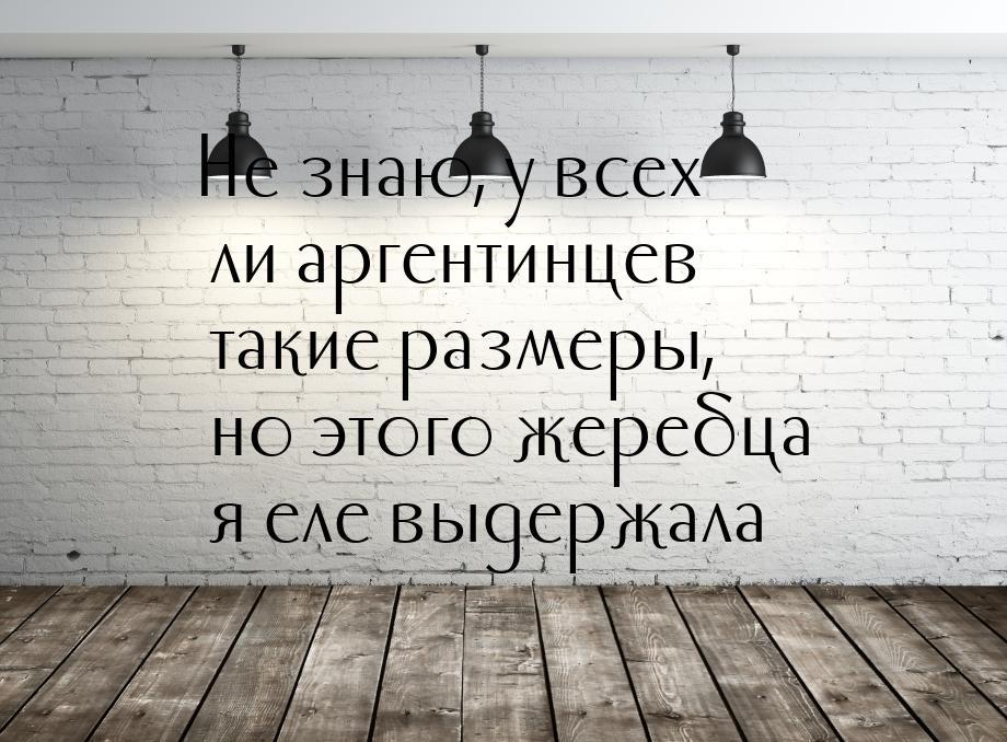 Не знаю, у всех ли аргентинцев такие размеры, но этого жеребца я еле выдержала…