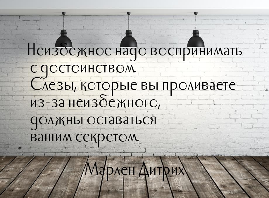 Неизбежное надо воспринимать с достоинством. Слезы, которые вы проливаете из-за неизбежног