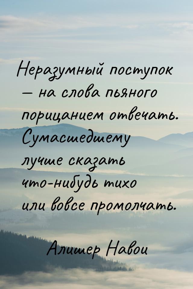 Неразумный поступок  на слова пьяного порицанием отвечать. Сумасшедшему лучше сказа