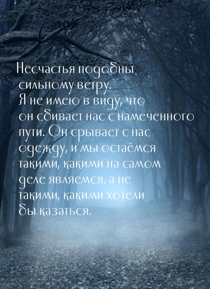 Несчастья подобны сильному ветру. Я не имею в виду, что он сбивает нас с намеченного пути.