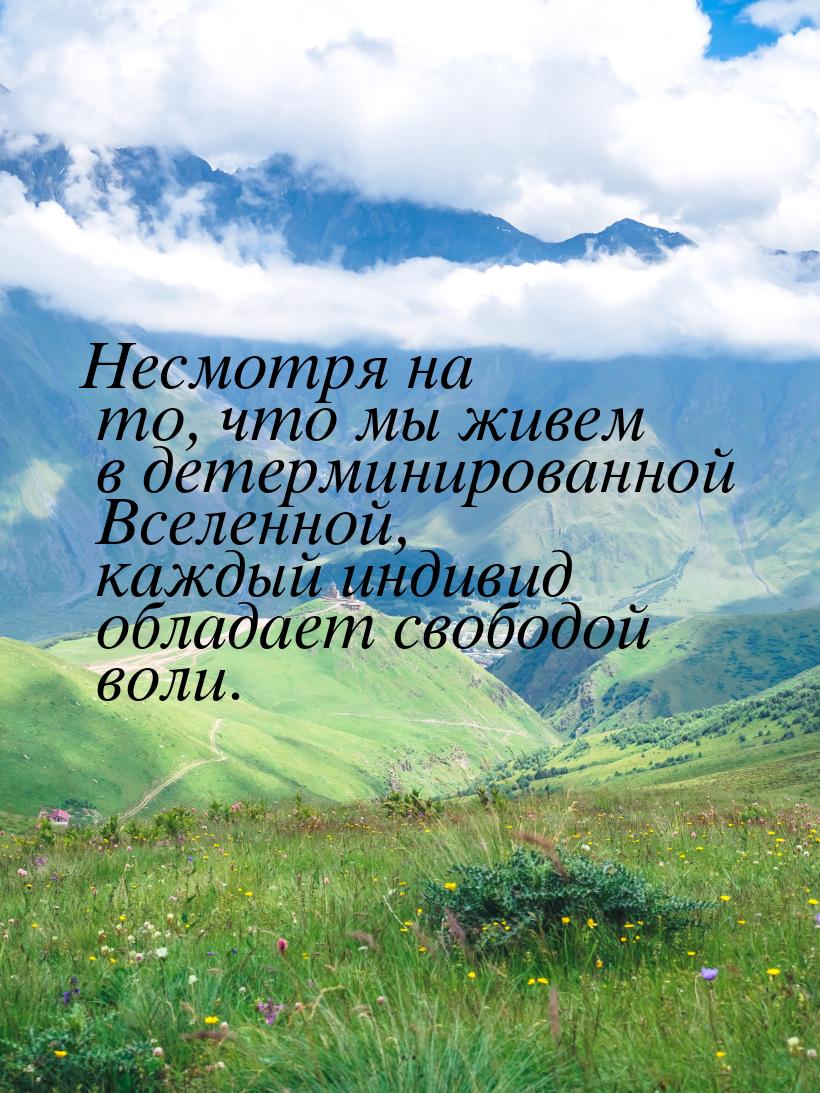 Несмотря на то, что мы живем в детерминированной Вселенной, каждый индивид обладает свобод