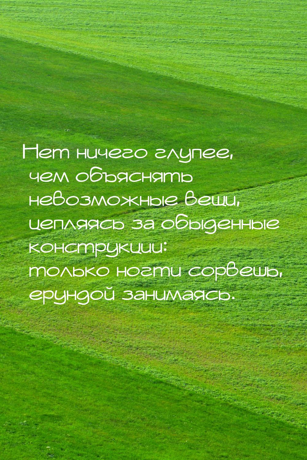 Нет ничего глупее, чем объяснять невозможные вещи, цепляясь за обыденные конструкции: толь