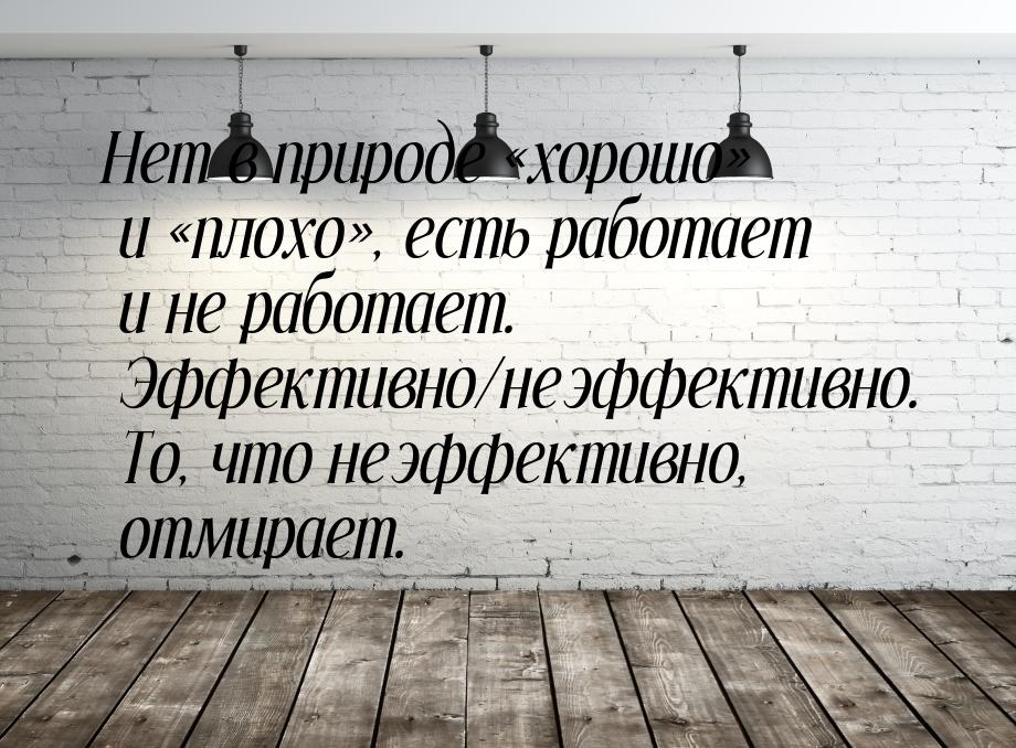 Нет в природе «хорошо» и «плохо», есть работает и не работает. Эффективно/неэффективно. То