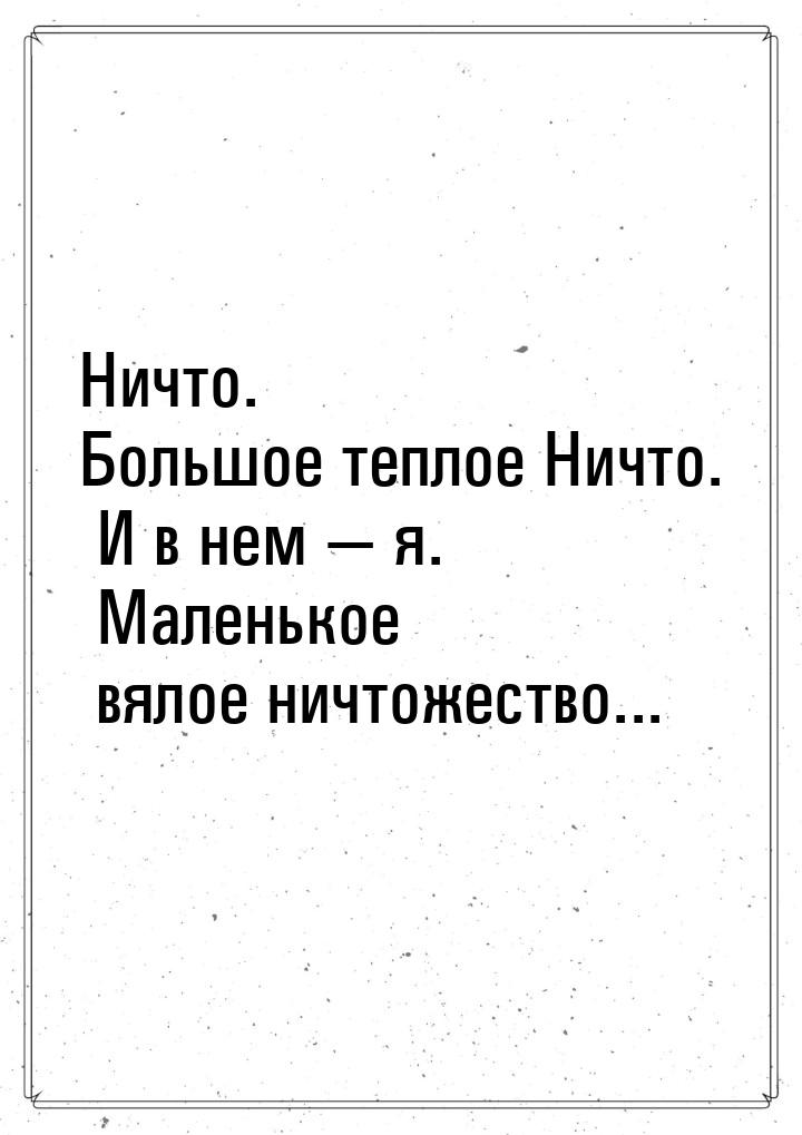 Ничто. Большое теплое Ничто. И в нем  я. Маленькое вялое ничтожество...