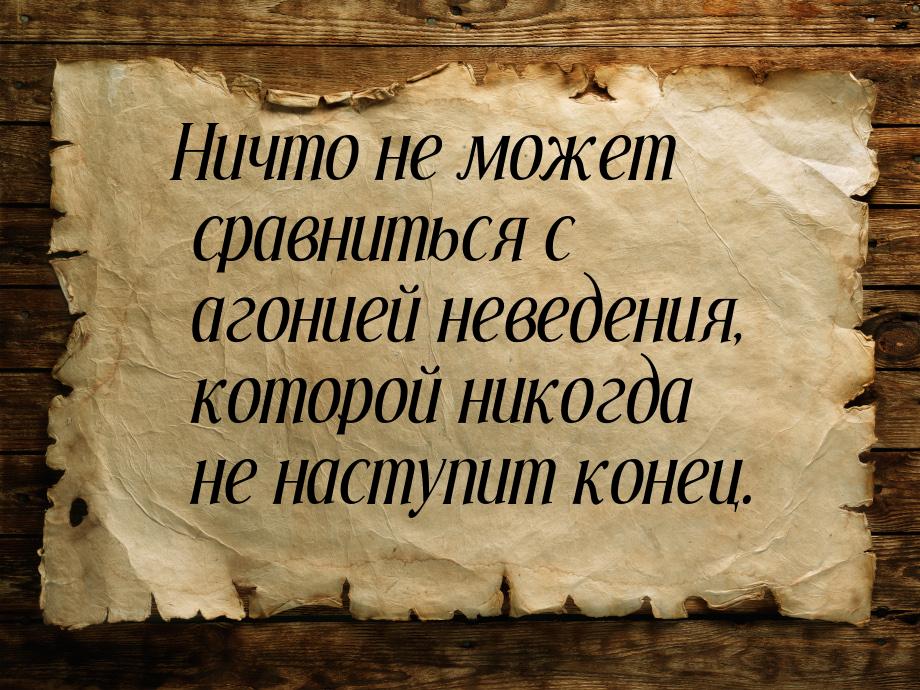 Ничто не может сравниться с агонией неведения, которой никогда не наступит конец.