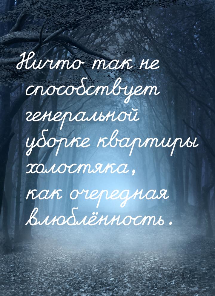 Ничто так не способствует генеральной уборке квартиры холостяка, как очередная влюблённост