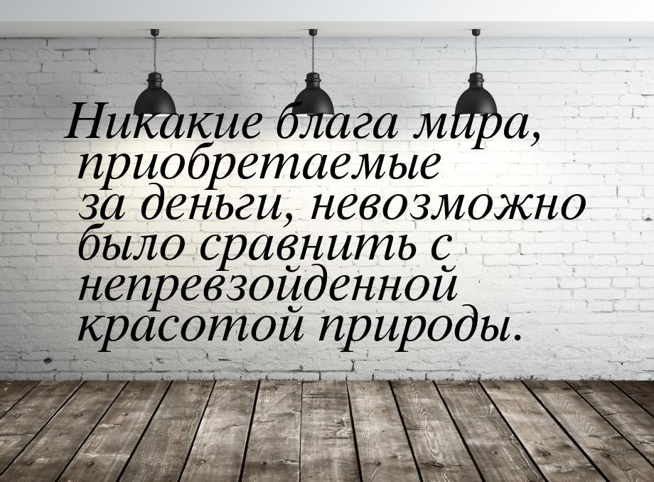 Никакие блага мира, приобретаемые за деньги, невозможно было сравнить с непревзойденной кр