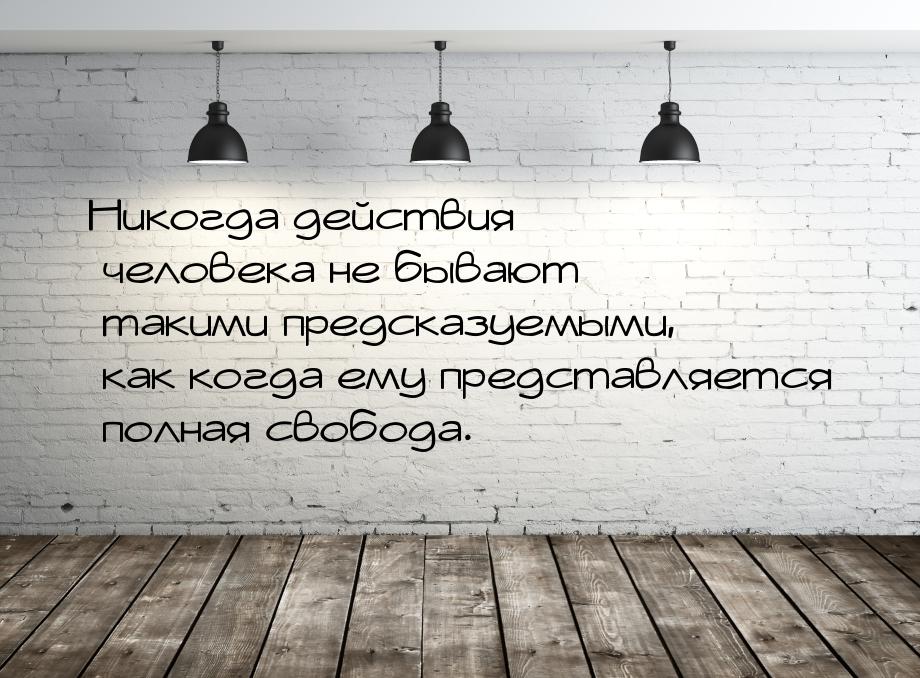 Никогда действия человека не бывают такими предсказуемыми, как когда ему представляется по