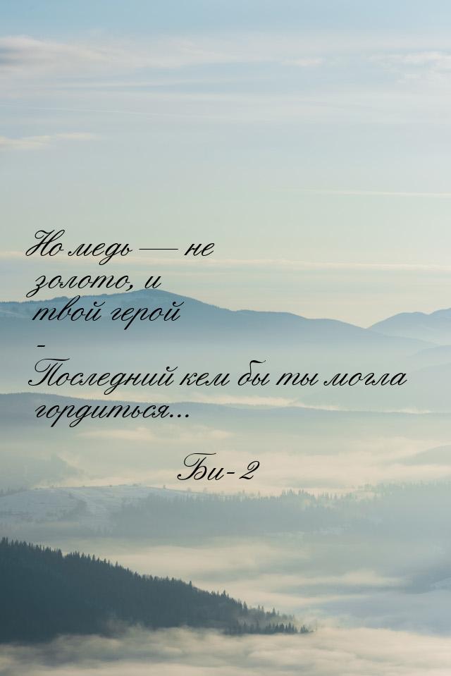 Но медь  не золото, и твой герой - Последний кем бы ты могла гордиться...