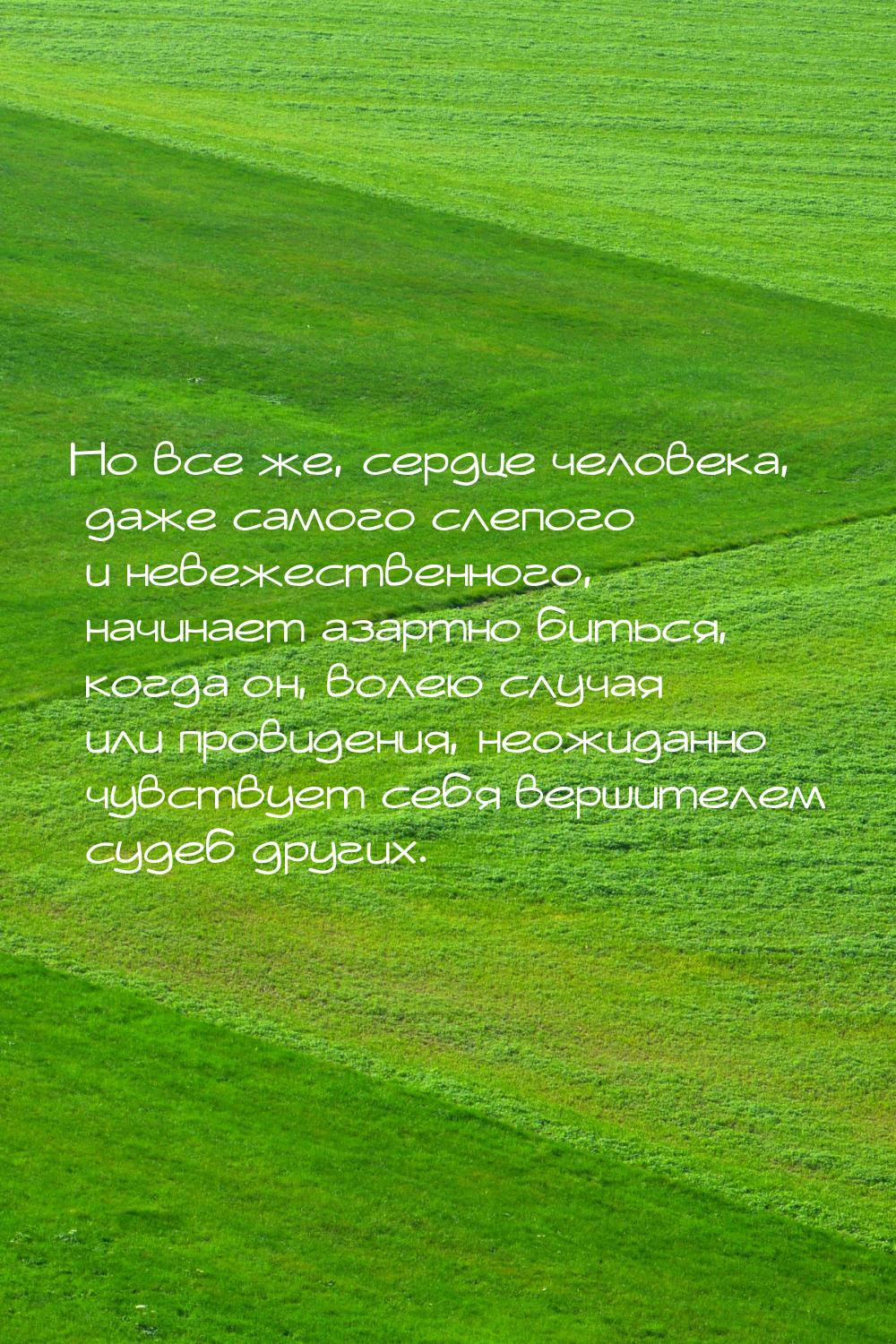 Но все же, сердце человека, даже самого слепого и невежественного, начинает азартно биться