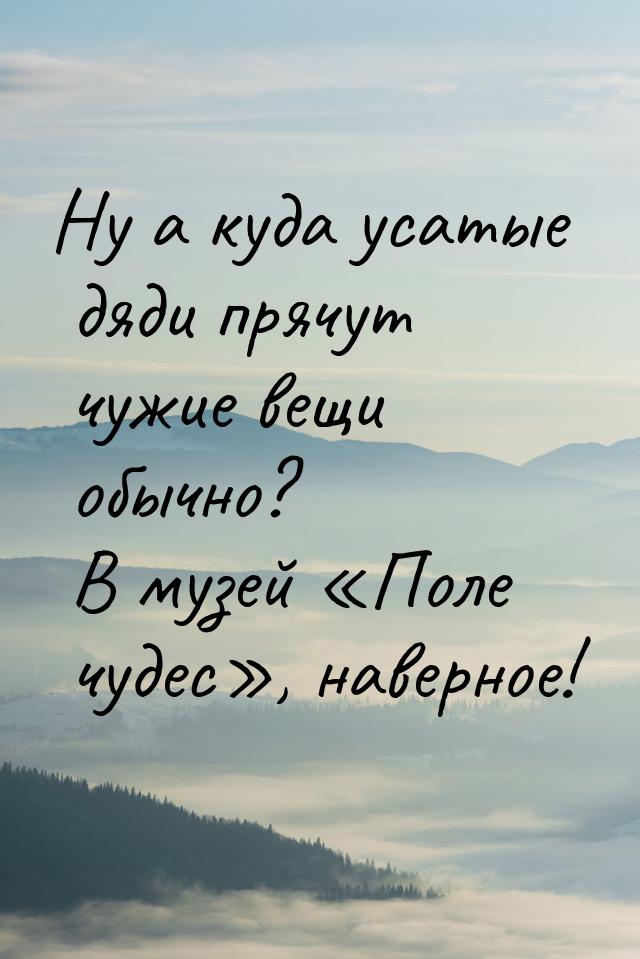 Ну а куда усатые дяди прячут чужие вещи обычно? В музей Поле чудес, наверное