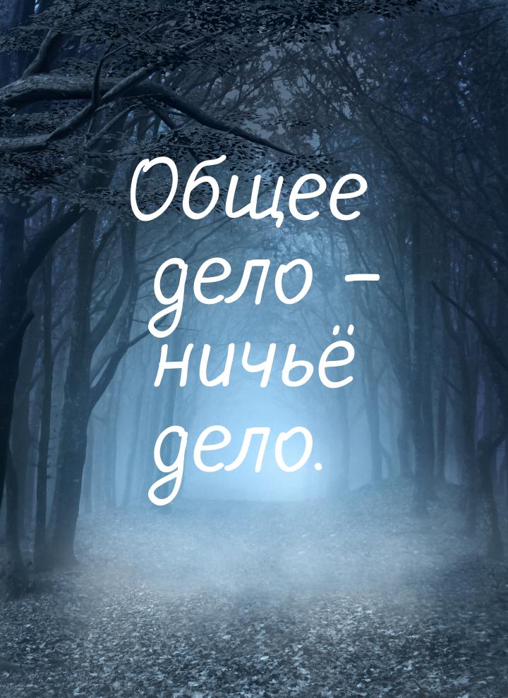 Общее дело – ничьё дело.