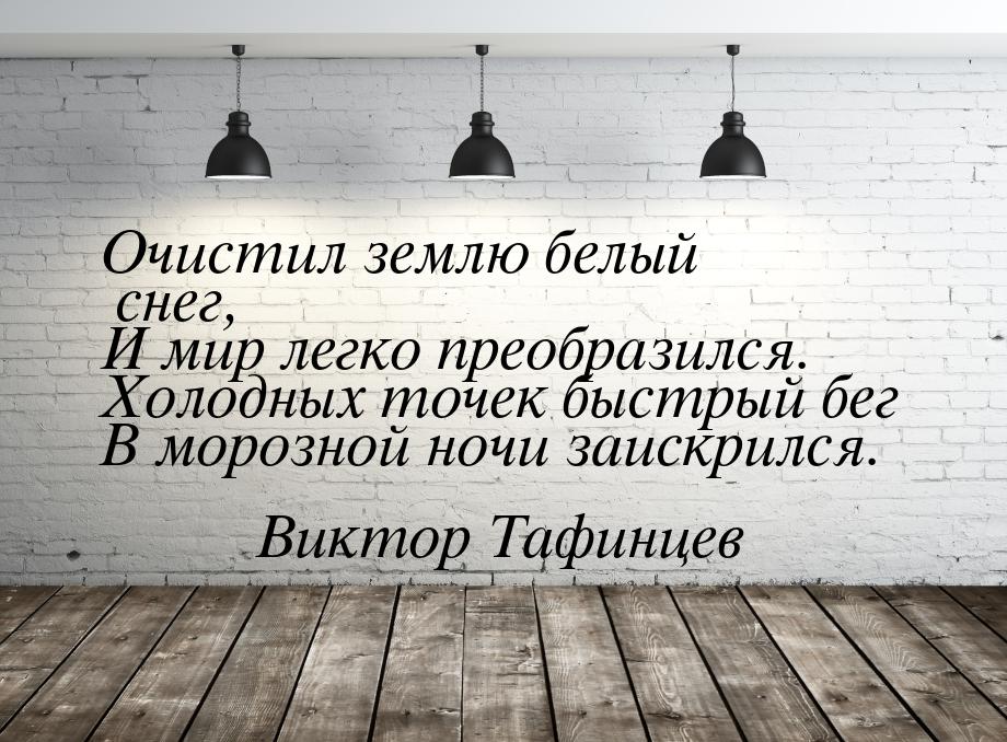 Очистил землю белый снег, И мир легко преобразился. Холодных точек быстрый бег В морозной 