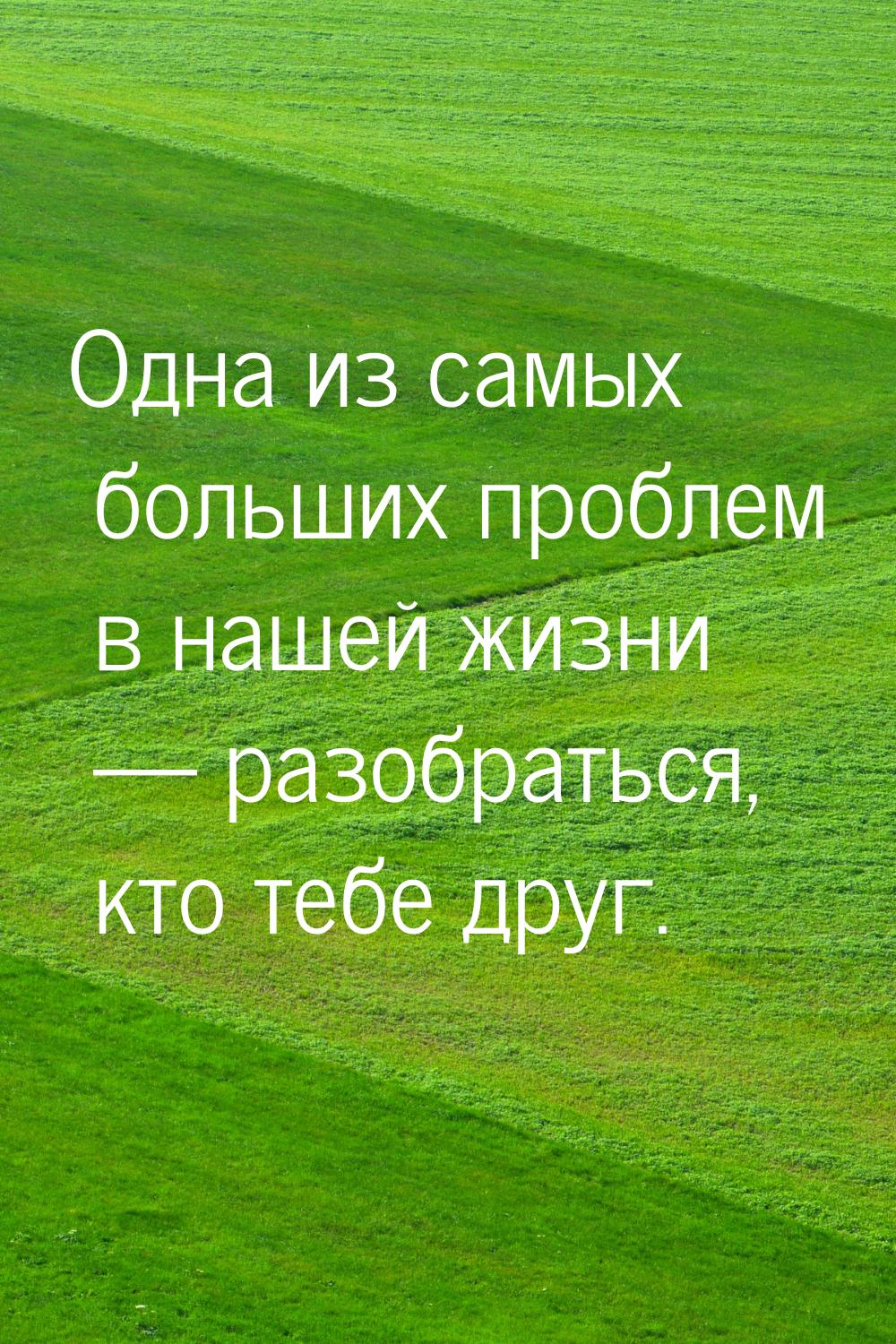 Одна из самых больших проблем в нашей жизни  разобраться, кто тебе друг.