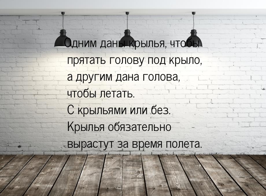 Одним даны крылья, чтобы прятать голову под крыло, а другим дана голова, чтобы летать. С к