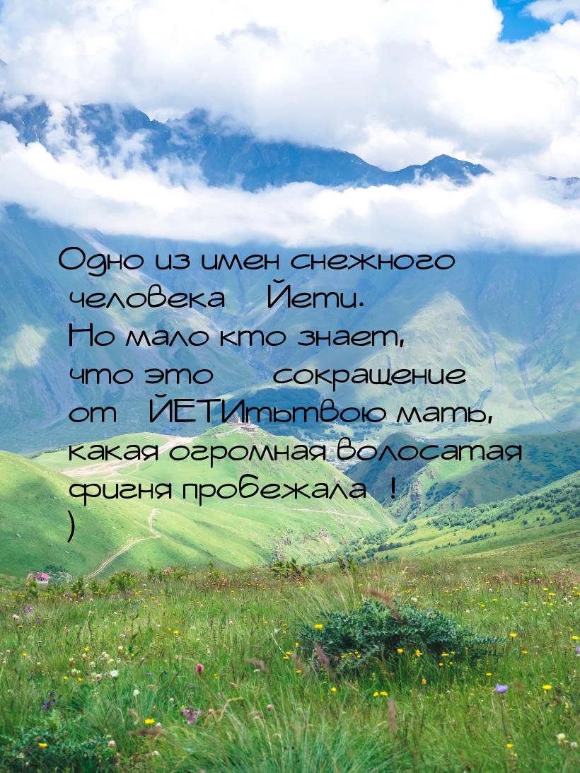 Одно из имен снежного человека – Йети. Но мало кто знает, что это  сокращение от &l