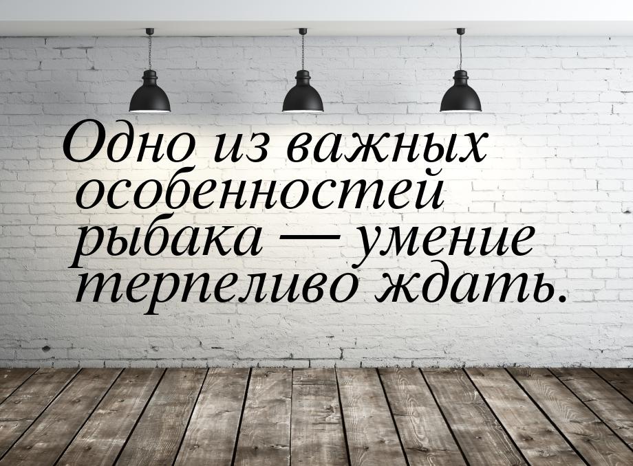 Одно из важных особенностей рыбака  умение терпеливо ждать.