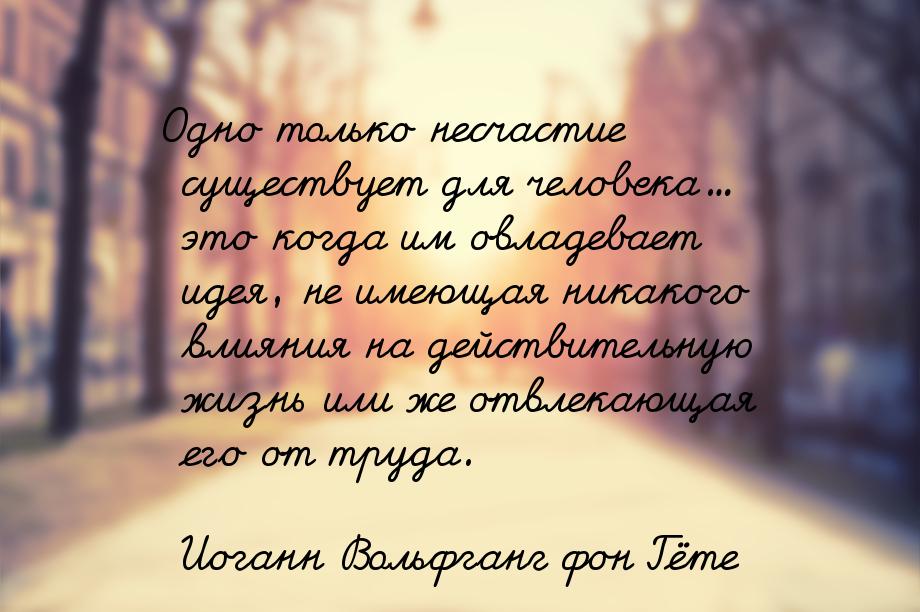 Одно только несчастие существует для человека... это когда им овладевает идея, не имеющая 