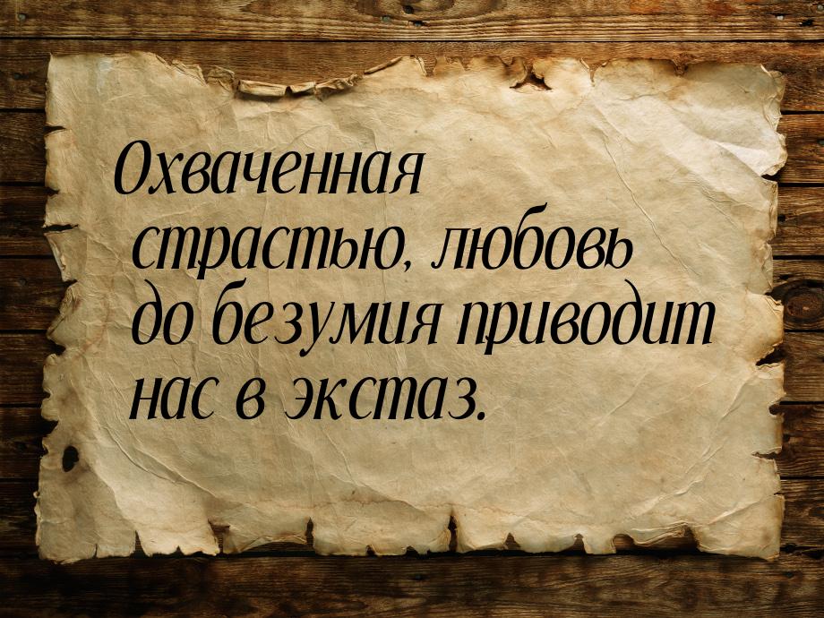 Охваченная страстью, любовь до безумия приводит нас в экстаз.