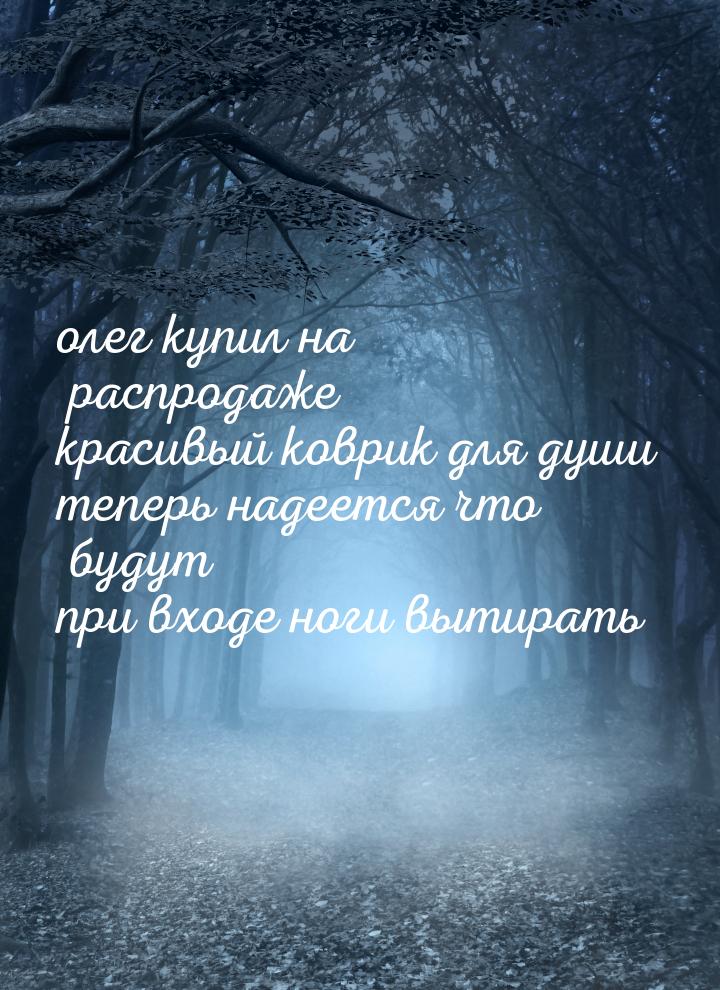 олег купил на распродаже красивый коврик для души теперь надеется что будут при входе ноги