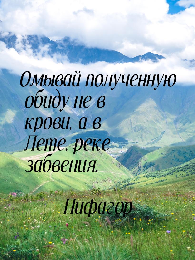 Омывай полученную обиду не в крови, а в Лете, реке забвения.