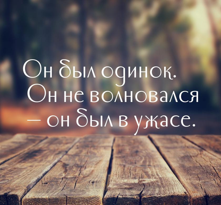 Он был одинок. Он не волновался  он был в ужасе.