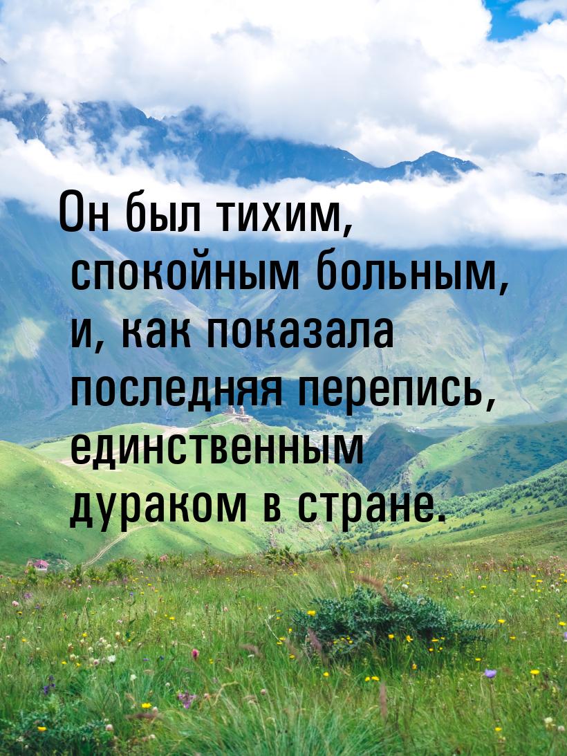 Он был тихим, спокойным больным, и, как показала последняя перепись, единственным дураком 