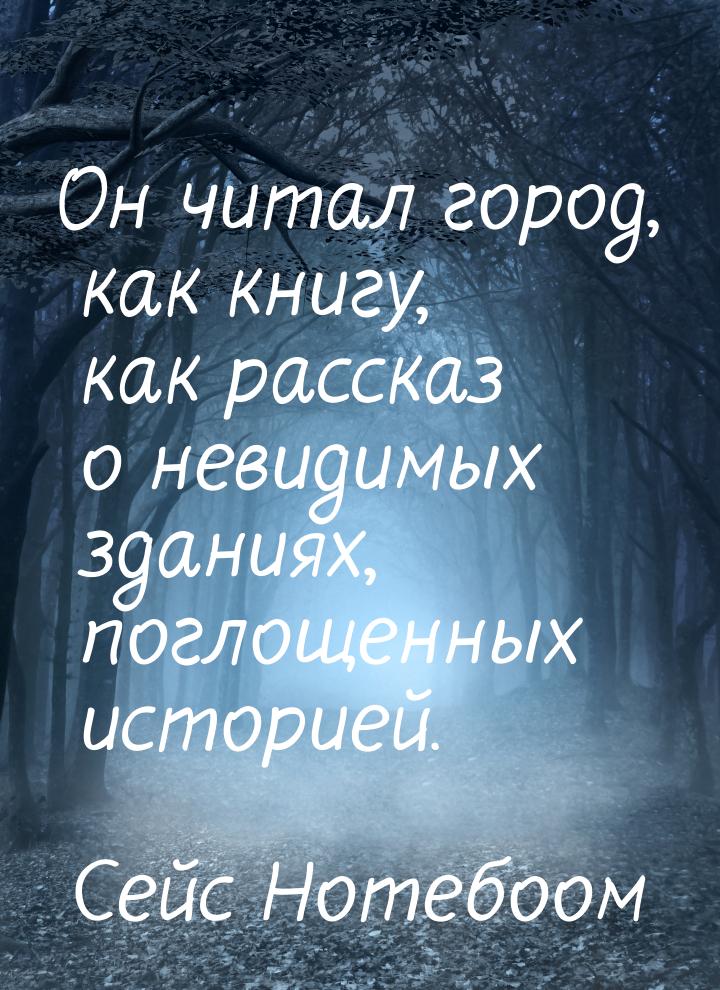 Он читал город, как книгу, как рассказ о невидимых зданиях, поглощенных историей.