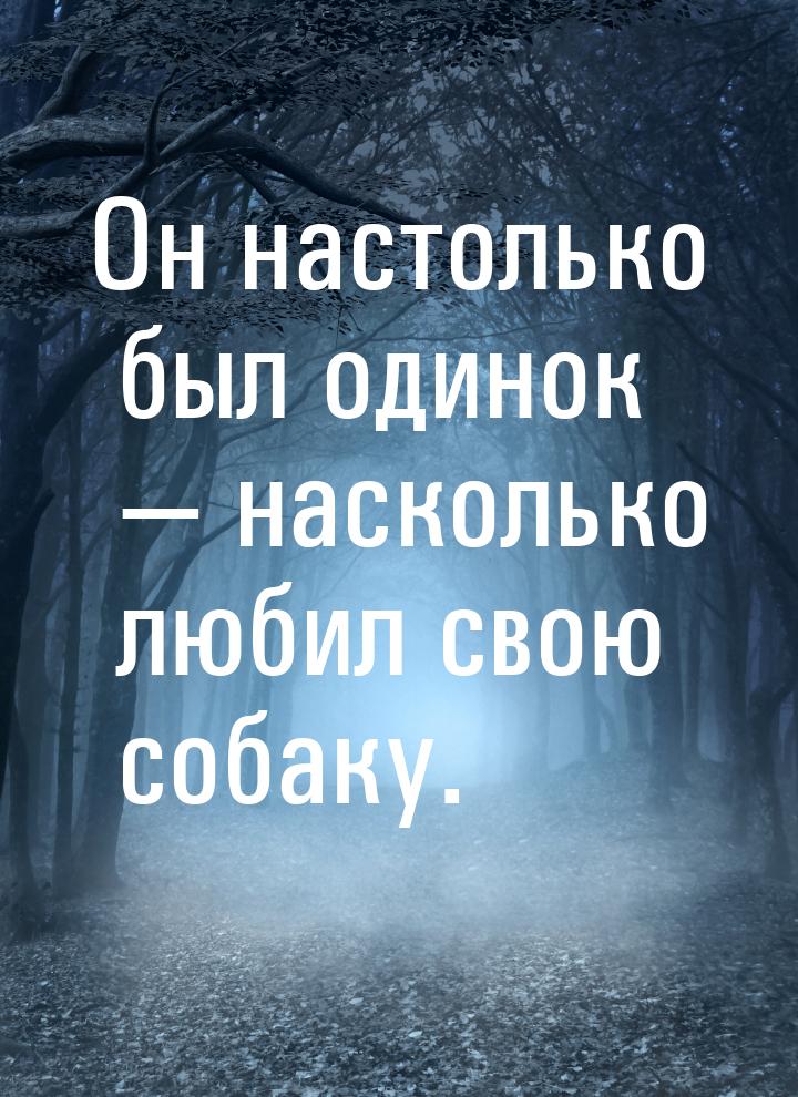 Он настолько был одинок — насколько любил свою собаку.