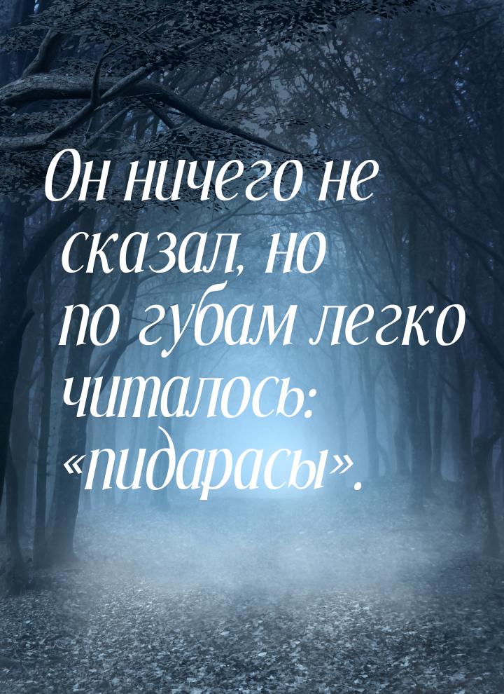 Он ничего не сказал, но по губам легко читалось: пидарасы.