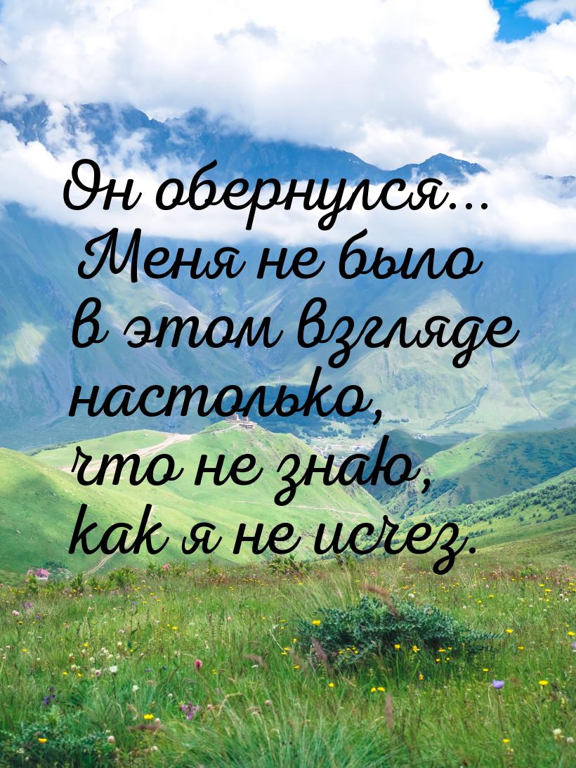 Он обернулся... Меня не было в этом взгляде настолько, что не знаю, как я не исчез.