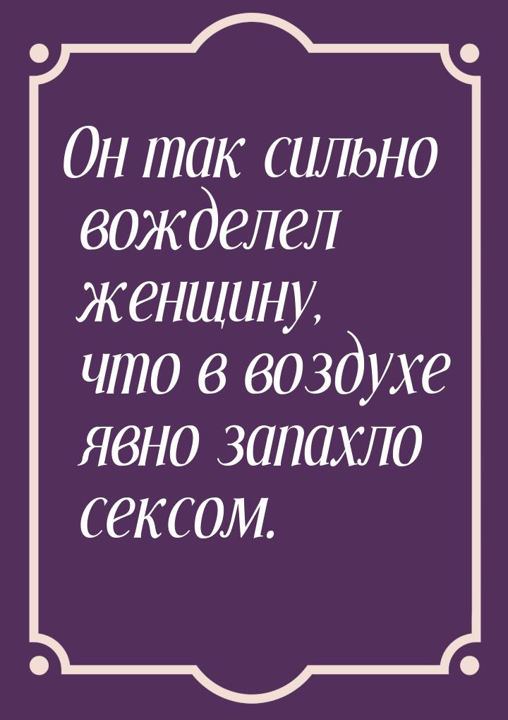 Он так сильно вожделел женщину, что в воздухе явно запахло сексом.