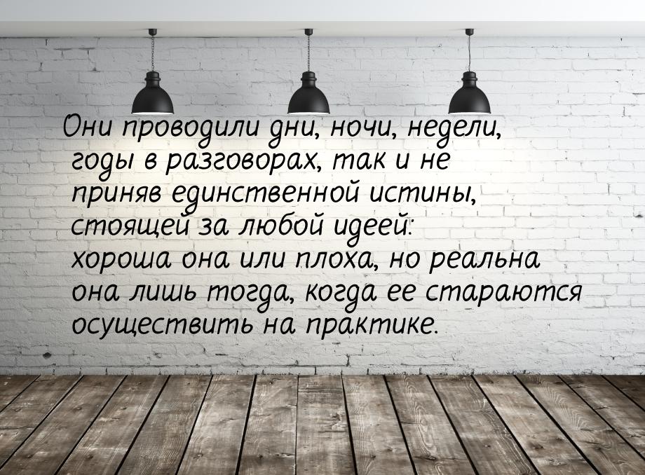 Они проводили дни, ночи, недели, годы в разговорах, так и не приняв единственной истины, с