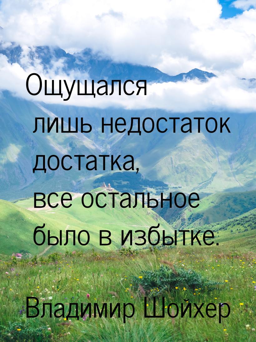 Ощущался лишь недостаток достатка, все остальное было в избытке.