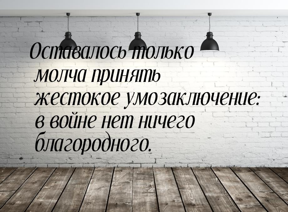 Оставалось только молча принять жестокое умозаключение: в войне нет ничего благородного.