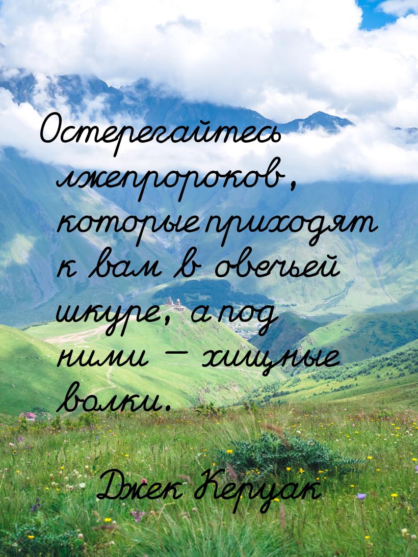 Остерегайтесь лжепророков, которые приходят к вам в овечьей шкуре, а под ними — хищные вол