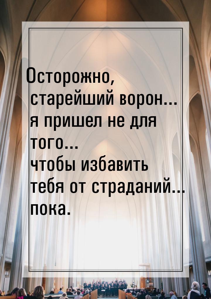 Осторожно, старейший ворон... я пришел не для того... чтобы избавить тебя от страданий... 