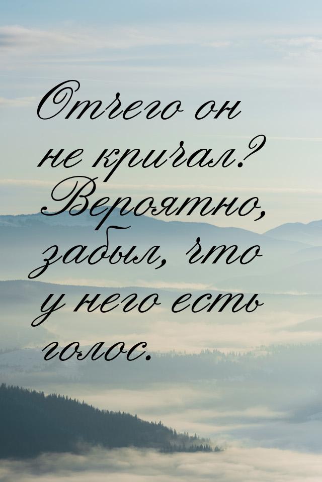 Отчего он не кричал? Вероятно, забыл, что у него есть голос.